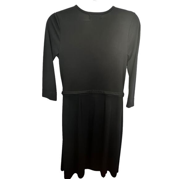 Sigrid Olsen Black Long Sleeve Wrap Dress Classic Style Neutral Office Classic - Picture 4 of 8